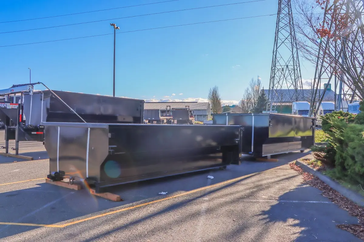 Roll-off dumpster ready for waste disposal at job site for 30 Yard Dumpster Rental in Parkland